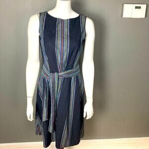 L.L.‎ Bean Signature dress size 4 striped apron tie blanked serape black cotton